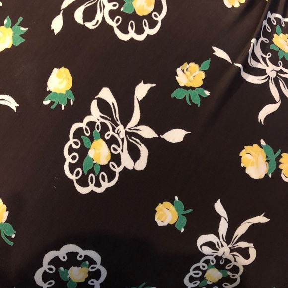 Vintage 40's Brown Cold Rayon Floral Print Iconic WWII Era Historic Dress - XS - Picture 12 of 16